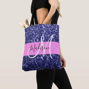Bolsa Tote Glam Marinho Azul Cor-de-rosa brilhante Sparkles N