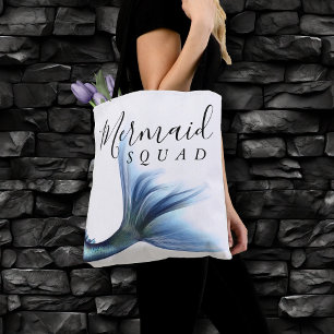 Bolsa Tote Glam Mermaid Squad Melhores Amigos Azuis Turques
