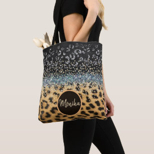 Bolsa Tote Glamor de Peles-Leopardo Personalizado Agita Lumin