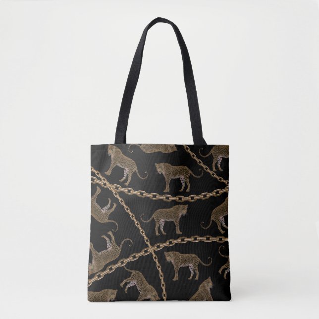Bolsa Tote glamour do ouro lepard cheetah (Frente)