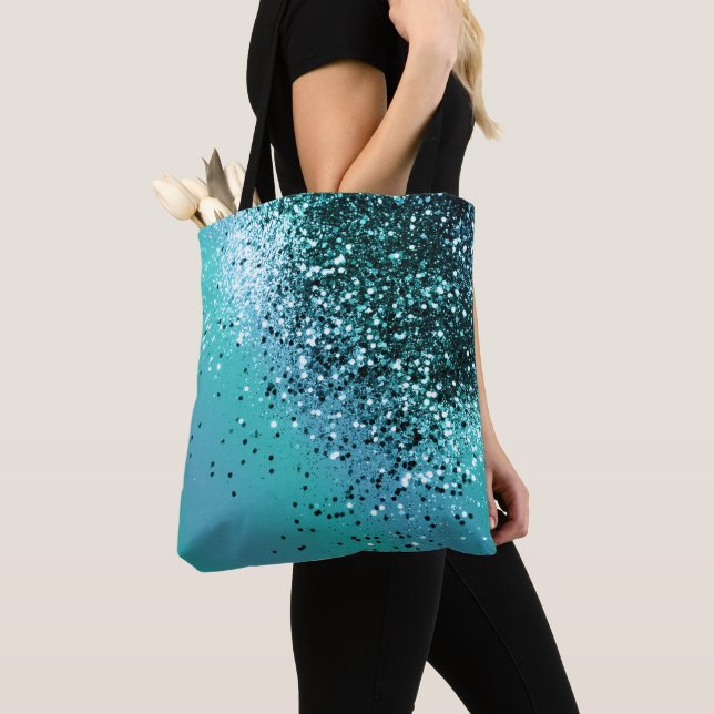 Bolsa Tote Glitter Azul Aqua OCEAN #1 #shiny (Close Up)