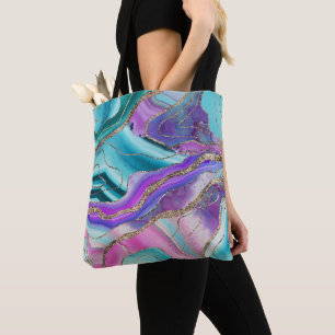 Bolsa Tote Glitter de Agate de Sereia do Unicórnio #1 #marbl