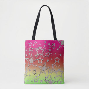 Bolsa Tote Glitter de gradiente natalício brilhando estrelas
