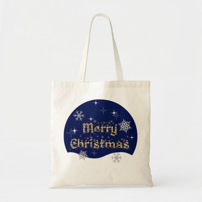 Bolsa Tote Glitter de Natal Simples Elegante (Frente)