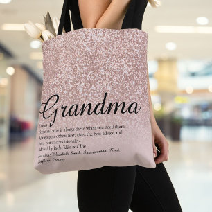 Bolsa Tote Glitter de Rosa Dourado de Script de Definição A