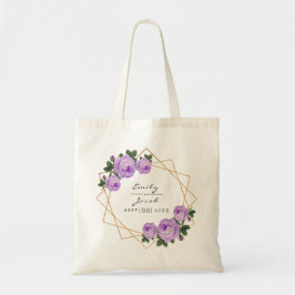 Bolsa Tote Glitter Dourado Elegante De Wed Floral Roxo