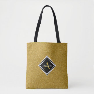 Bolsa Tote Glitter Dourado monograma