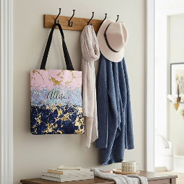 Bolsa Tote Glitter e mármore personalizados