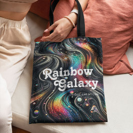 Bolsa Tote Glitter Galáctico do Arco-Íris Holográfico 70s