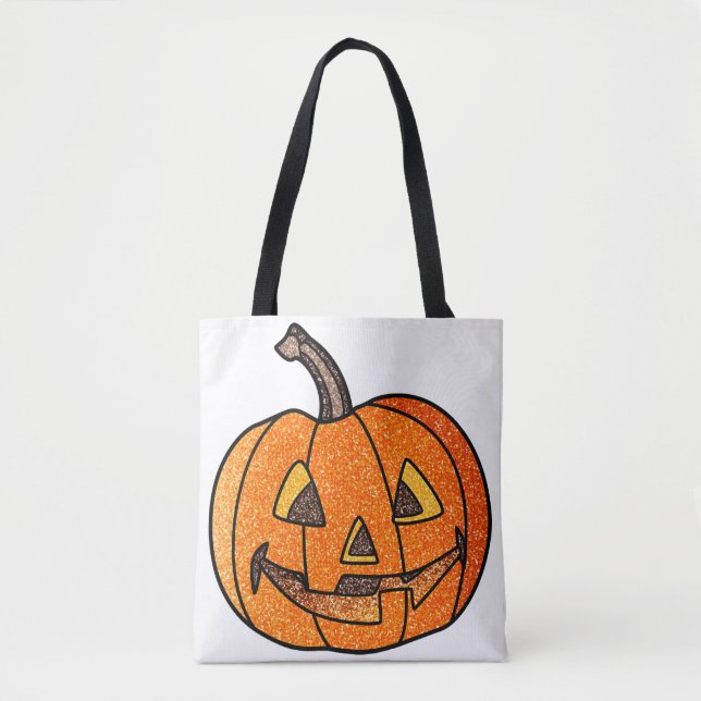Bolsa Tote Glitter Jack O'Lantern (Frente)