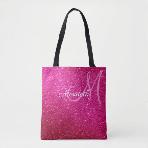 Bolsa Tote Glitter Rosa Quente Fuschia E Escamas Monograma