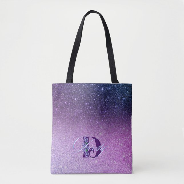 Bolsa Tote Glitter Roxo Brilhante Brilhante Brilhante Brilha  (Frente)