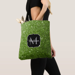 Bolsa Tote Glitter verde-claro brilha Monograma
