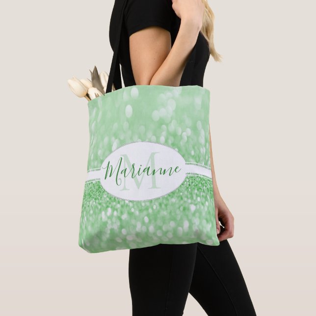 Bolsa Tote Glitter Verde Personalizar a barra de ferramentas (Close Up)
