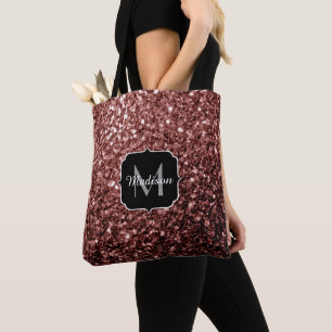 Bolsa Tote Glitter vermelho castanho brilha monograma