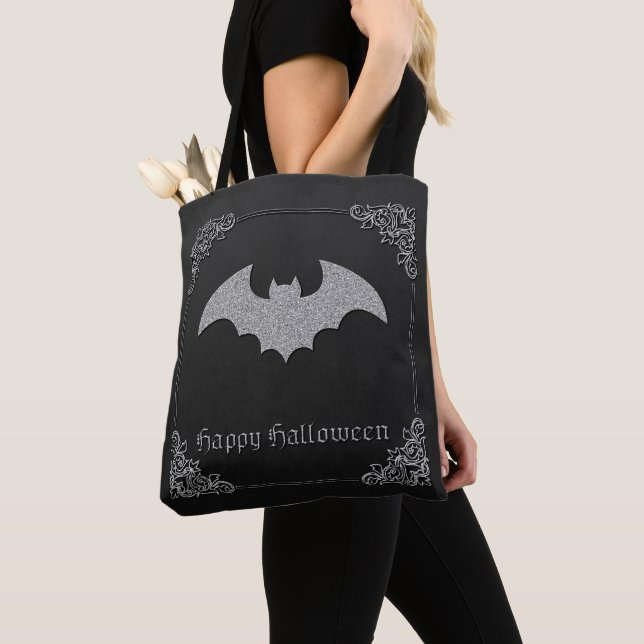 Bolsa Tote Glittery Bat Halloween (Close Up)