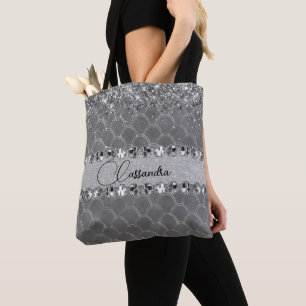Bolsa Tote Glittery Diamond Bling Tob Bag