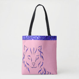 Bolsa Tote Glittery roxo Sparkling do rosa Sparkly do gato