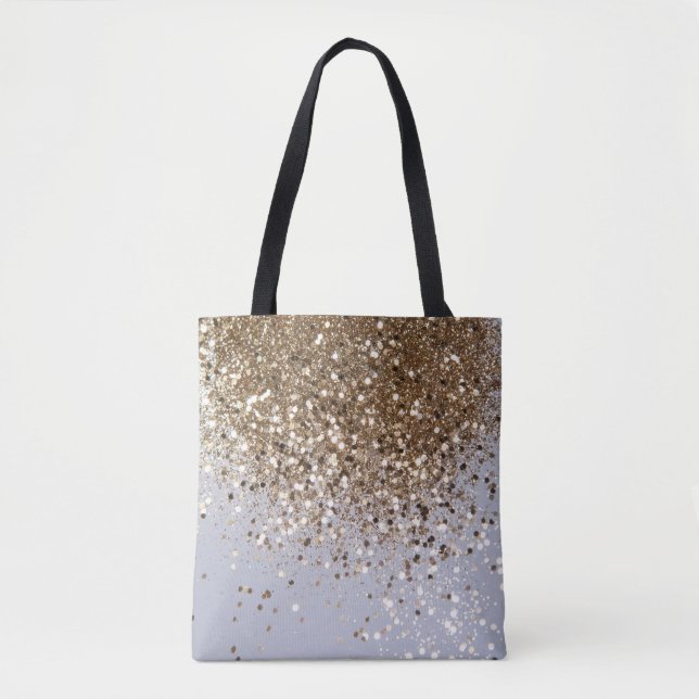 Bolsa Tote Glittro Dourado de Grelha Espumante #1 (Frente)