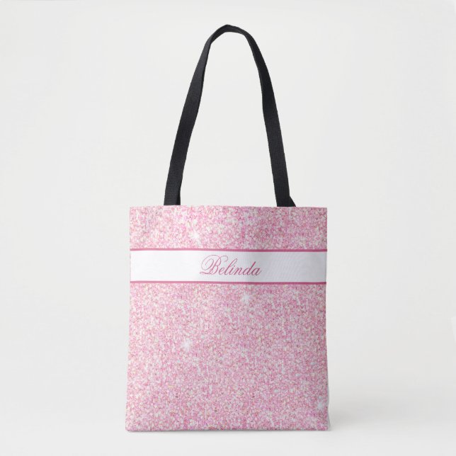 Bolsa Tote Glitz Rosa Pastel e Monograma (Frente)