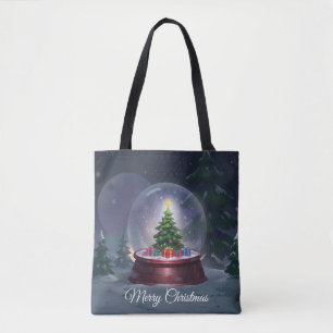 Bolsa Tote Globo de Neve da Árvore de Natal
