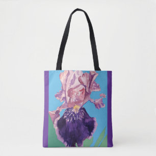 Bolsa Tote Glorioso Purple Watercolor Iris Flower Bag Floral
