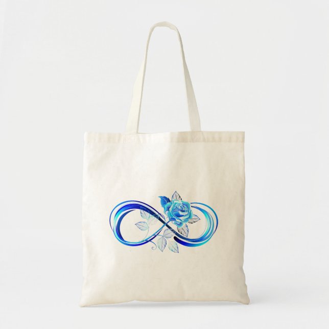 Bolsa Tote Glowing infinity with blue rose (Frente)