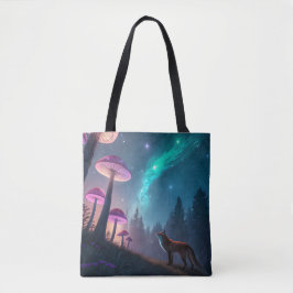 Bolsa Tote Glowing Mushroom Forest Fox Fantasy Art