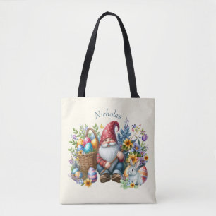 Bolsa Tote Gnome de Páscoa Personalizado em Aquarela