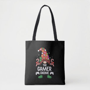 Bolsa Tote Gnome Gamer Xmas Família Correspondente Plaid Buff