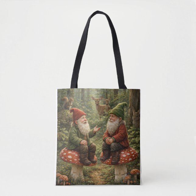 Bolsa Tote Gnomes having a chat (Frente)