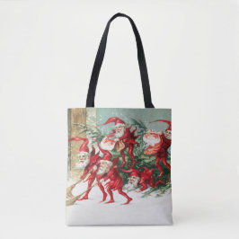 Bolsa Tote Gnomes sweeping snow with a broom