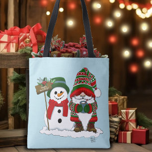 Bolsa Tote Gnomo de Natal Aconchegante Boneco de Neve Férias