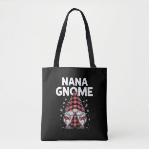 Bolsa Tote Gnomo de Natal Xadrez Vermelho Nana Fofo