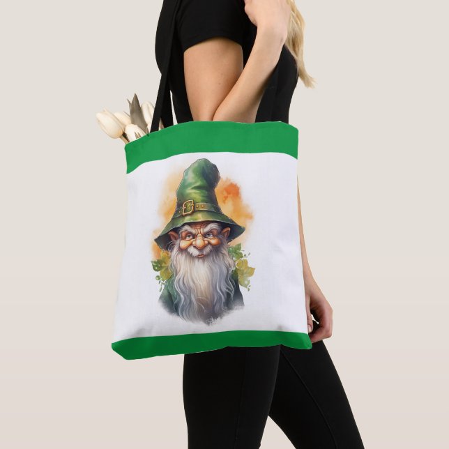 Bolsa Tote Gnomo do Jardim Verde 3 (Close Up)