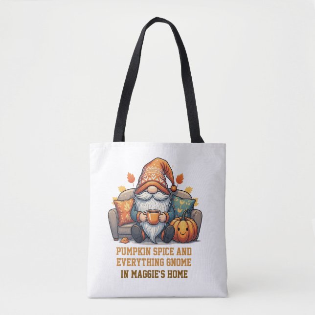Bolsa Tote Gnomo em casa aconchegante - design de abóbora (Frente)