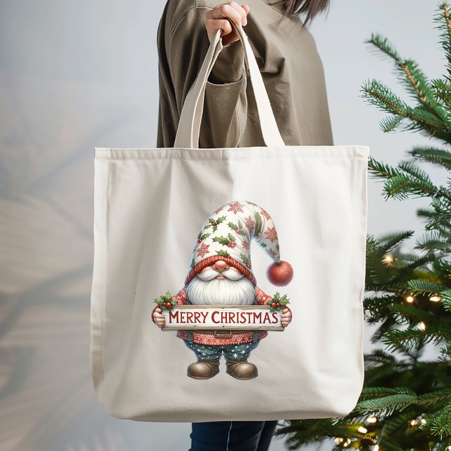 Bolsa Tote Gnomo Feliz Natal (Criador carregado)