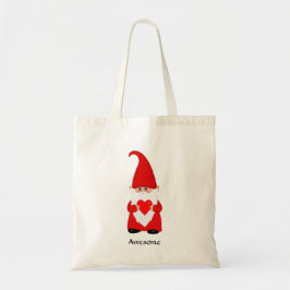 Bolsa Tote Gnomo Fofo Vestido de Vermelho com Coração