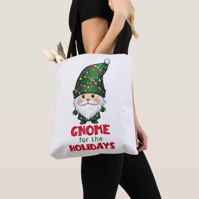 Bolsa Tote Gnomo Para Os Feriados Feliz E Adorável Natal (Close Up)