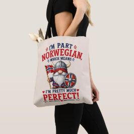 Bolsa Tote Gnomo Viking/Norueguês Engraçado, "Sou Parte Norue