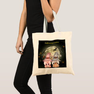 Bolsa Tote Gnomos de Halloween Trick ou Tratar Família de Lua