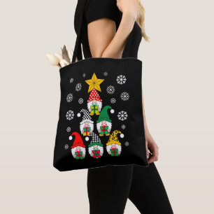 Bolsa Tote Gnomos de Natal Árvore Estrela Presentes Flocos de