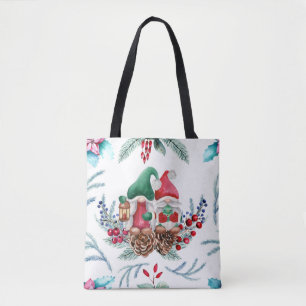 Bolsa Tote Gnomos de Natal coloridos