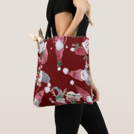 Bolsa Tote Gnomos de Natal - Cores Aquáticas