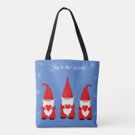 Bolsa Tote Gnomos de Natal Fofos em Azul