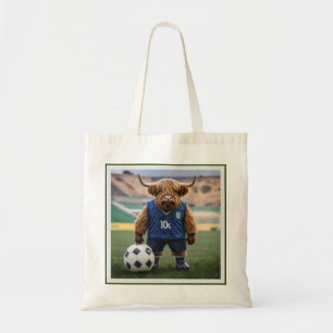Bolsa Tote "Goal-Getter: Uma Vaca do Planalto Vestida para o 