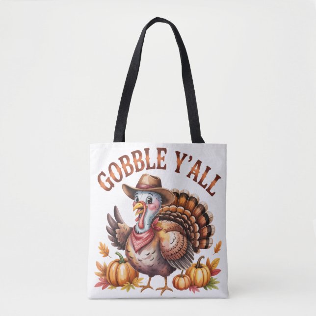 Bolsa Tote Gobble Thanksgiving turkey fall  (Frente)