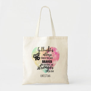 Bolsa Tote GodFilha Sweet16 Citação Gift Braver Stronger