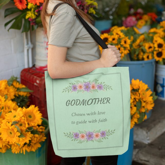 Bolsa Tote GODMOTHER Escolhida com amor para guiar com fé (Criador carregado)