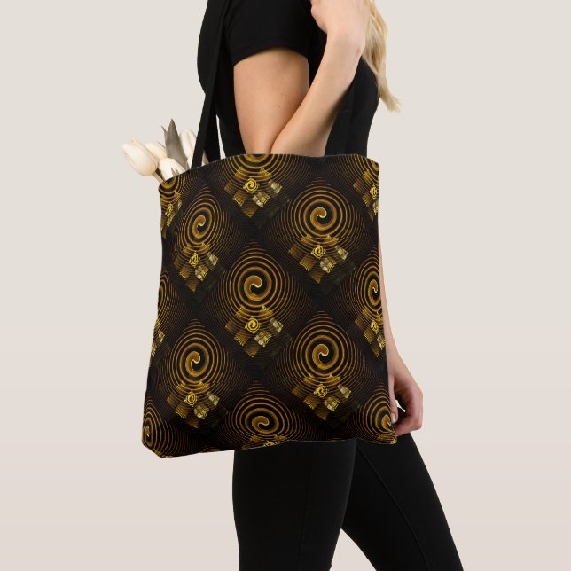 Bolsa Tote Gold Modern Boho Elegant Abstract Art Pattern #502 (Close Up)